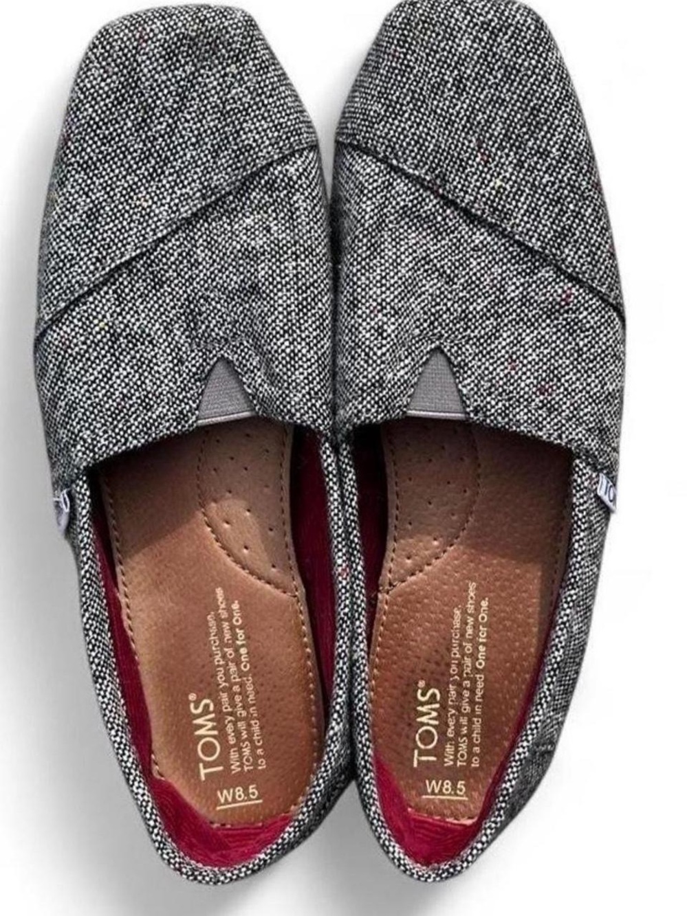 TOMS Classics Karsen Silver Tweed Metallic Slip-On Loafers Women's 8.5